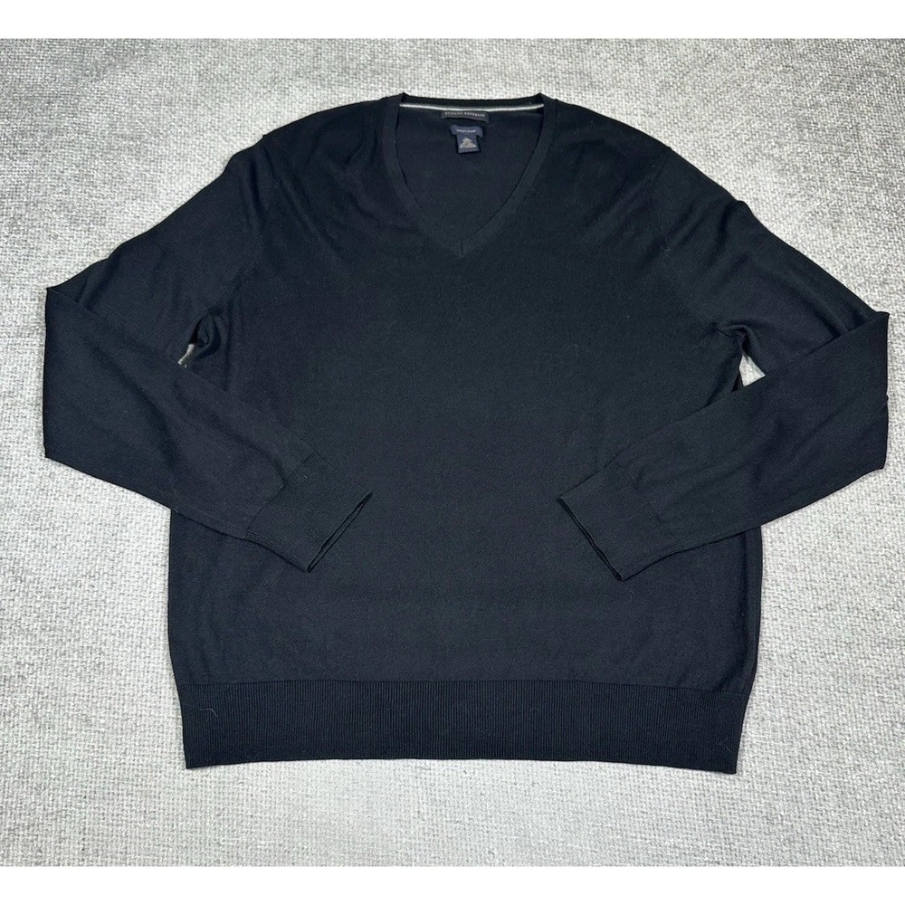 Banana Republic Sweater Mens XL Black Luxury Blend Silk Cotton Cashmere V Neck